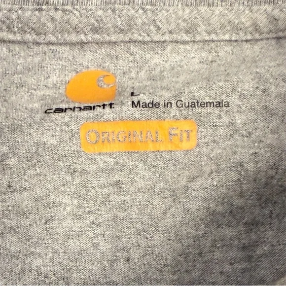Carhartt Gray Long Sleeve Pocket Henley Men's Large R Workwear Blokecore Indie - Picture 3 of 6